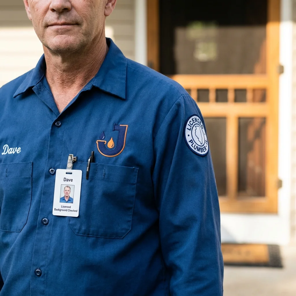 Licensed plumber showing ID badge in Whitehouse, OH