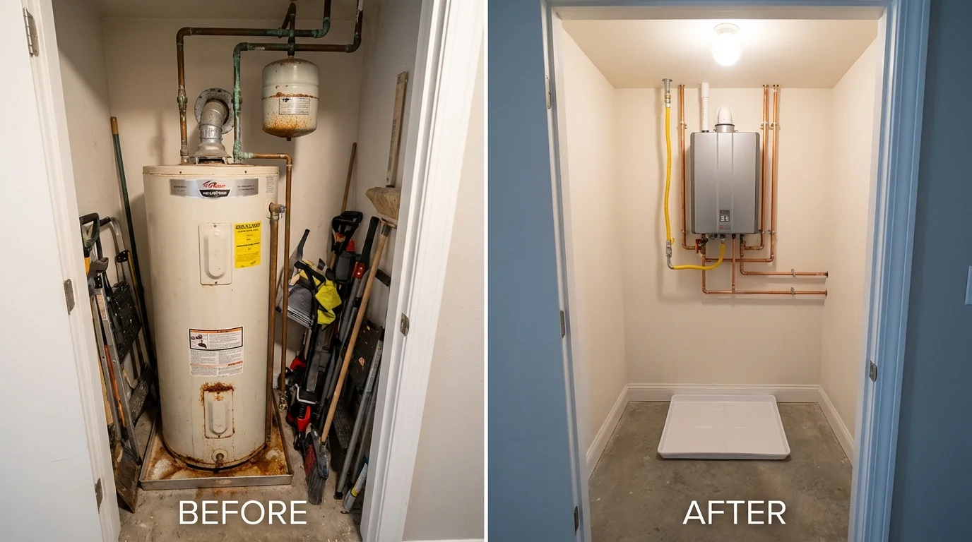 Tank water heater versus wall-mounted tankless unit comparison for Whitehouse, OH homeowners
